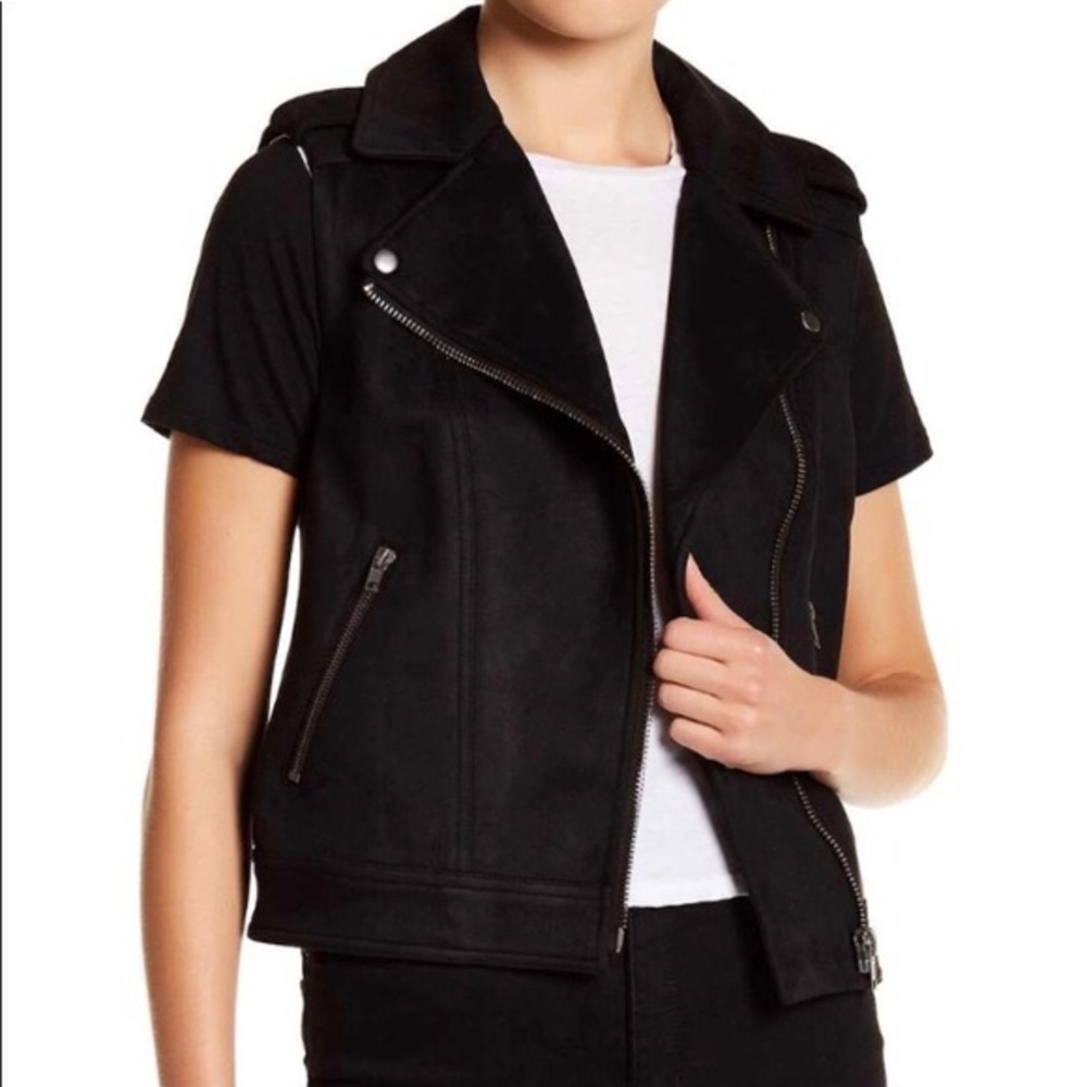Philosophy Black Faux Suede Moto Vest